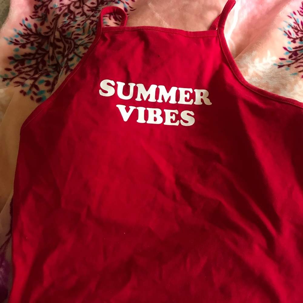 Forever 21 “Summer Vibes” Red Crop Top